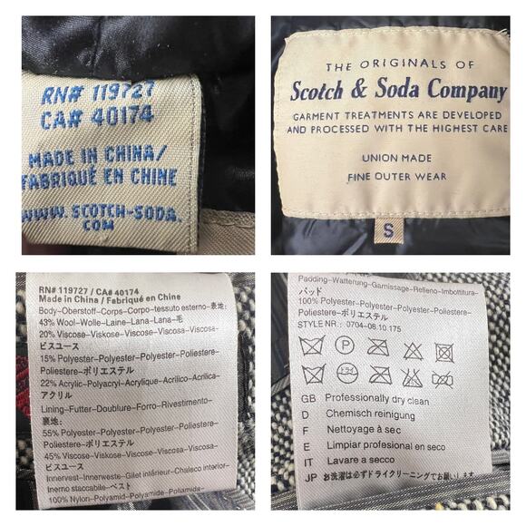 Scotch & Soda Wool Blend Tweed Jacket With Removable Puffer Innervest Size S - Picture 8 of 16